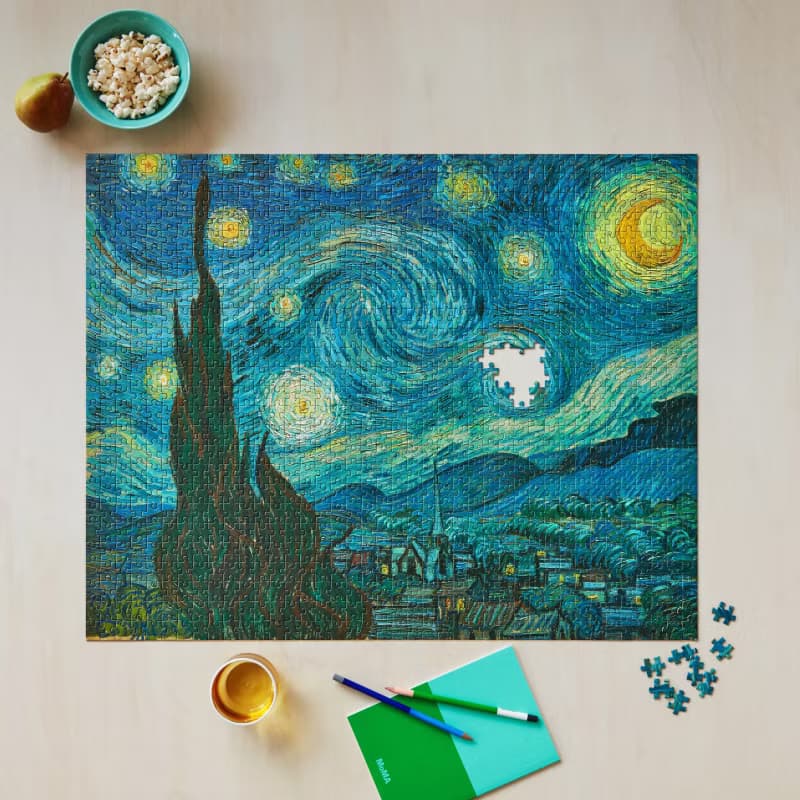 美國 MoMA 梵高星夜1000塊大型拼圖 世界名畫進口拼圖牆面裝飾