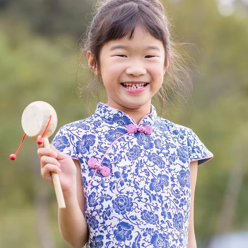 兒童旗袍 古風 冬季款 墨染青瓷