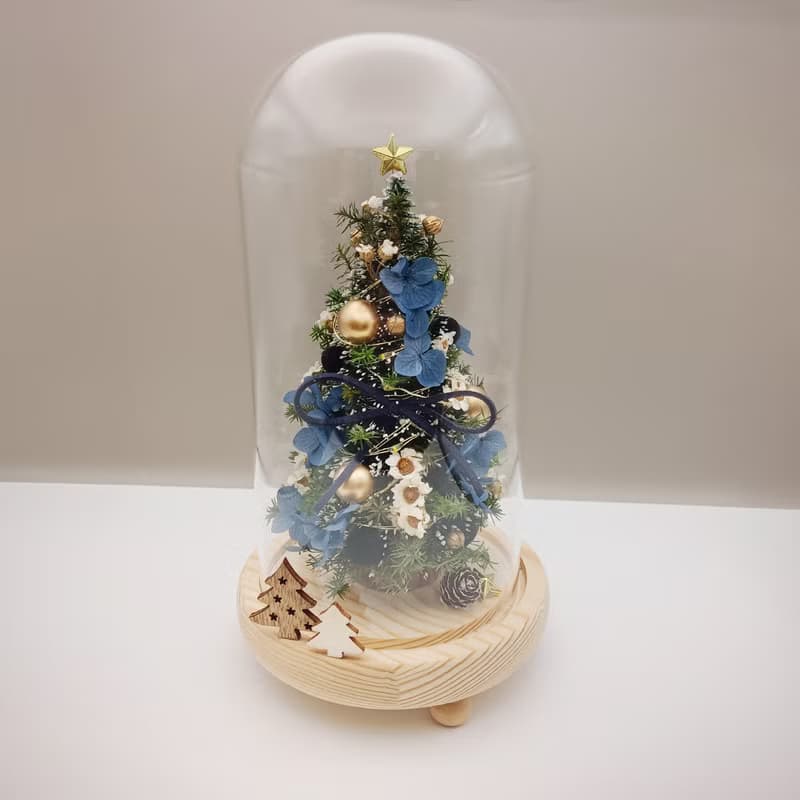 永生花聖誕樹LED玻璃罩大款 /夜燈/聖誕禮物/聖誕節/交換禮物