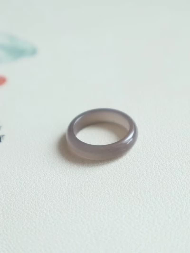 天然煙紫和田玉指環戒指 冰煙紫戒指 料子細膩油潤內徑約17mm