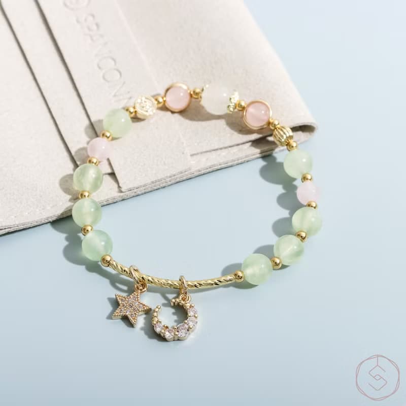 情愫 | 葡萄石 粉水晶 月光石 | 天然水晶手鍊