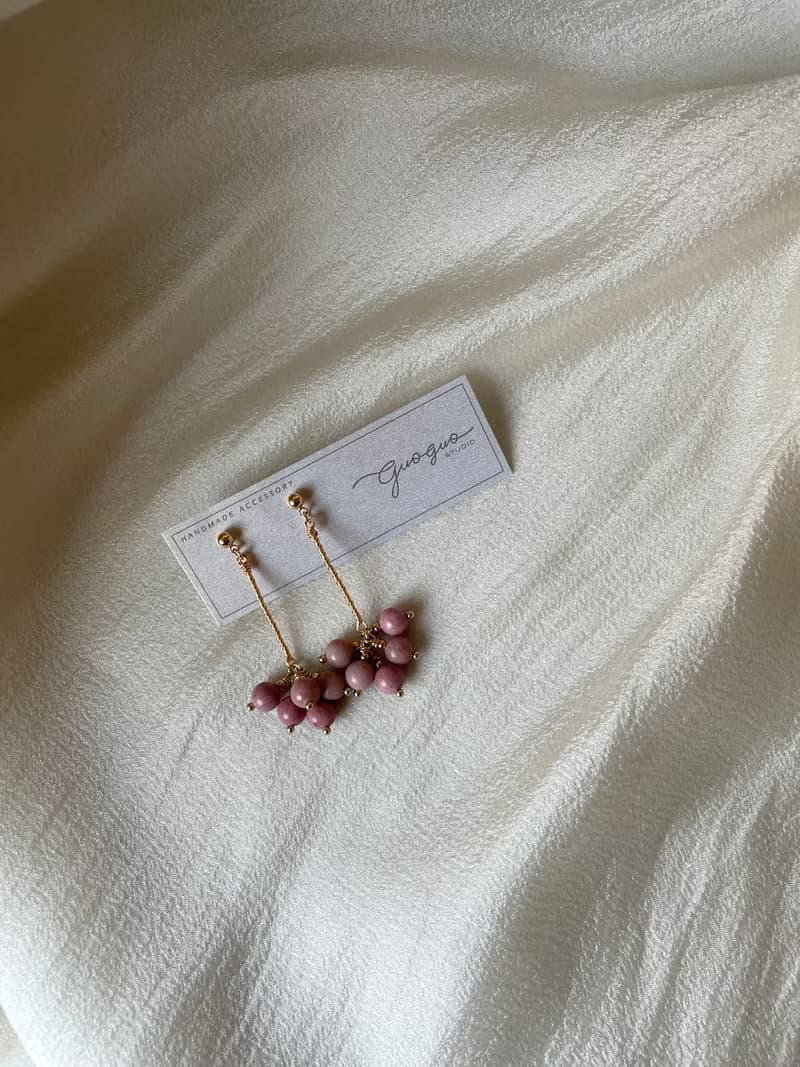 金鈴花 礦石耳環 耳針耳夾