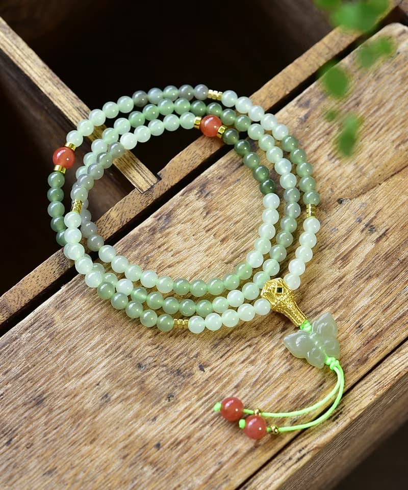 天然和田玉108佛珠手鏈項鏈  玉質細膩油潤