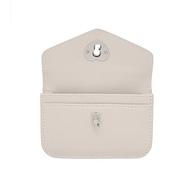 Heart Lock Compact Card Wallet warm gray