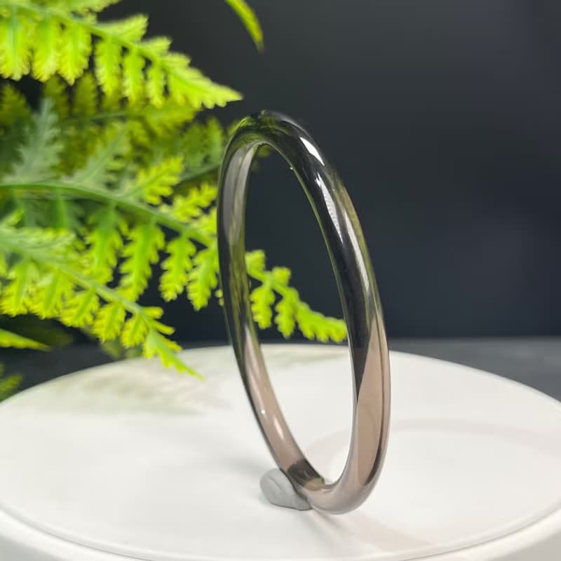 高品質 玻璃體茶晶手鐲 63MM 冰透仙女條煙晶手環 招財辟邪保護