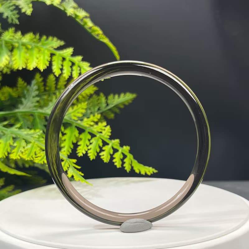 高品質 玻璃體茶晶手鐲 63MM 冰透仙女條煙晶手環 招財辟邪保護