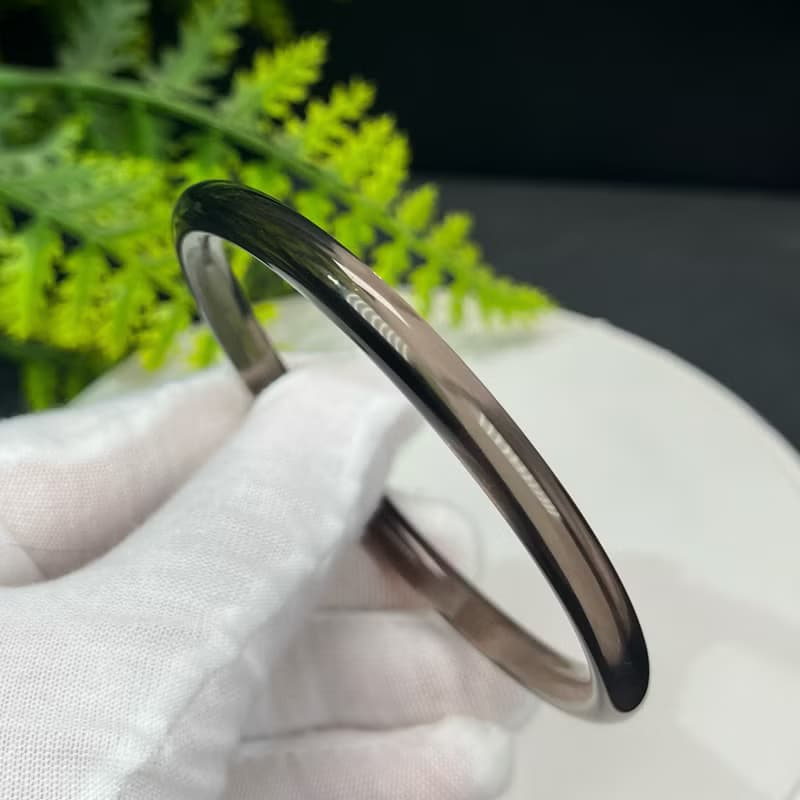 高品質 玻璃體茶晶手鐲 63MM 冰透仙女條煙晶手環 招財辟邪保護