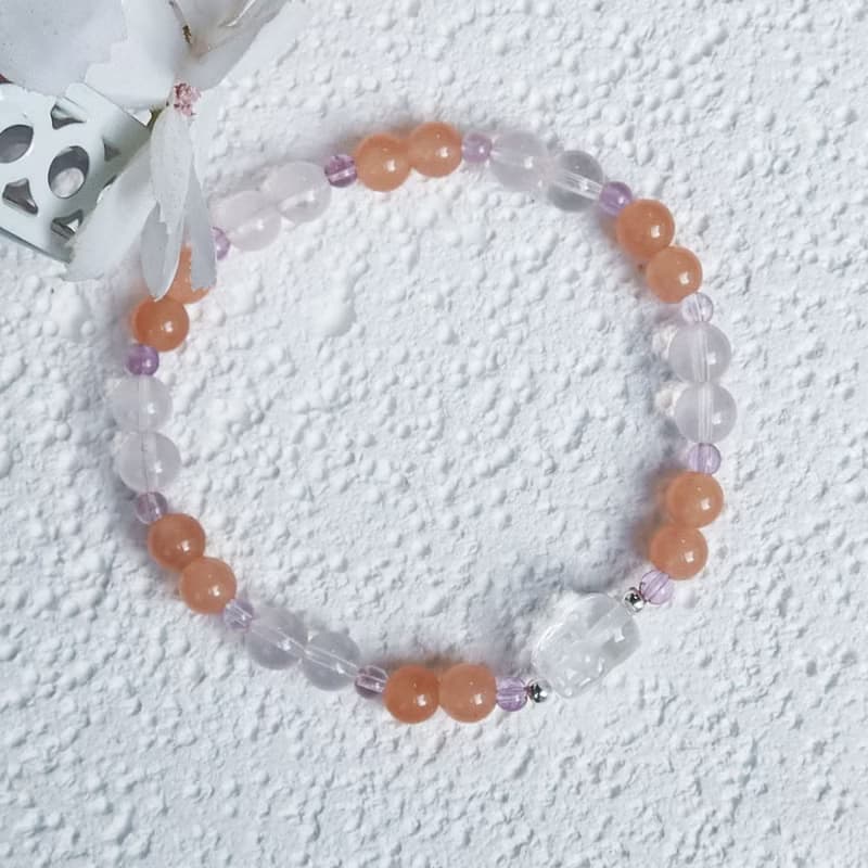 【水晶手串】白水晶貔貅 |粉岫玉 | 開運招財 水晶手鍊