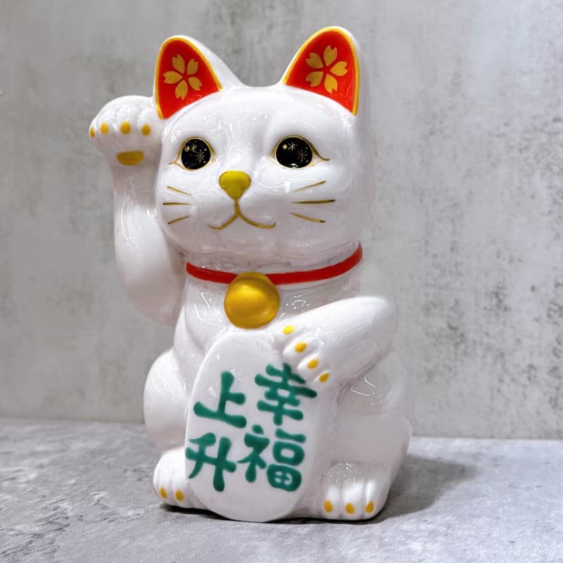 【櫻福綻放】日本清水燒招財貓 | 花結晶 桃櫻 幸福上升