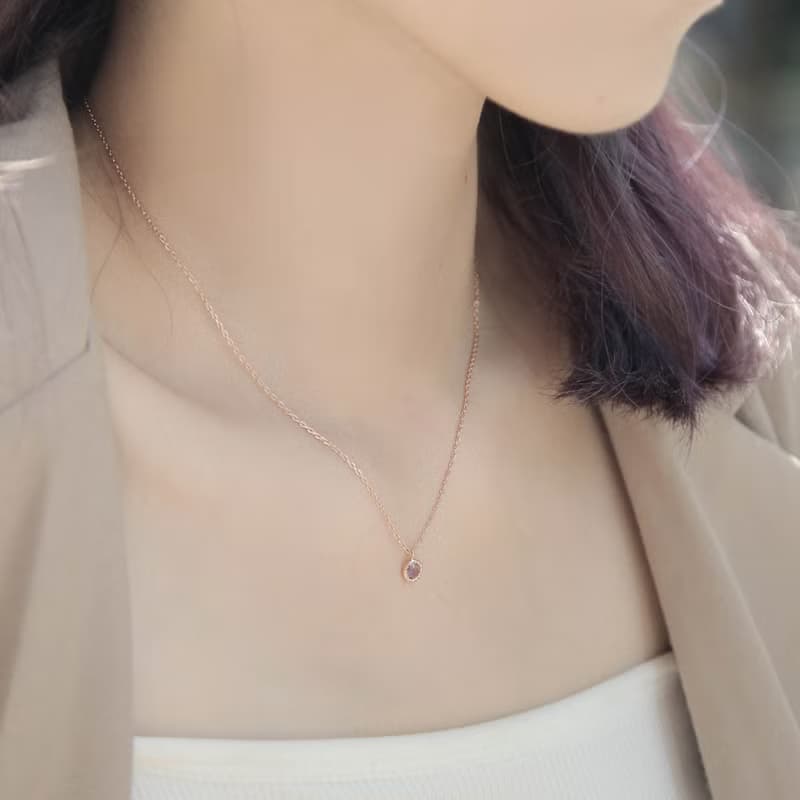 紫水晶小圓片純銀項鍊 | 二月誕生石。兩色可選。生日禮物。好搭