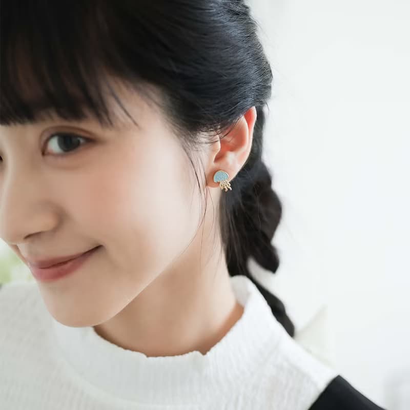 水母 Jellyfish 海洋生物 夾式耳環 手工飾品 生日禮物 紙盒包裝