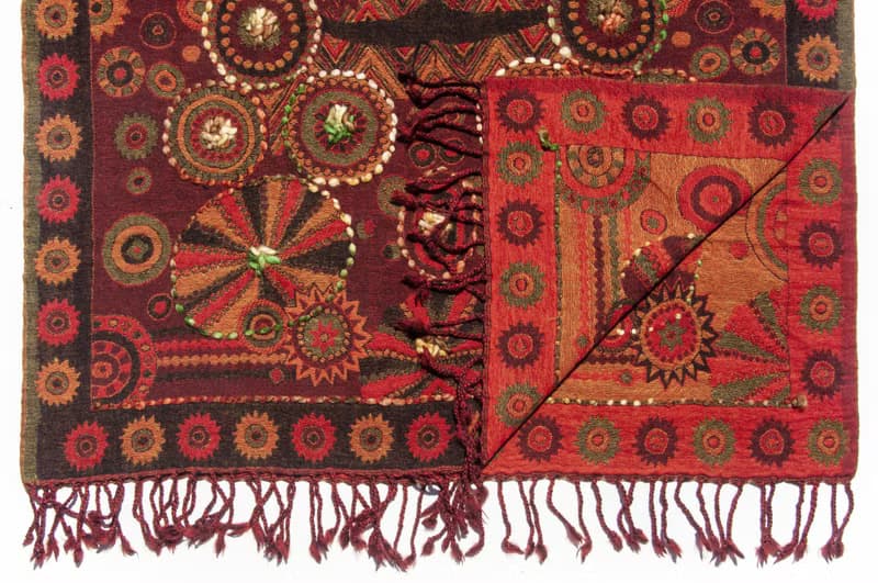 喀什米爾Cashmere/水煮羊毛披肩/針織圍巾/刺繡圍巾/羊絨披巾-花