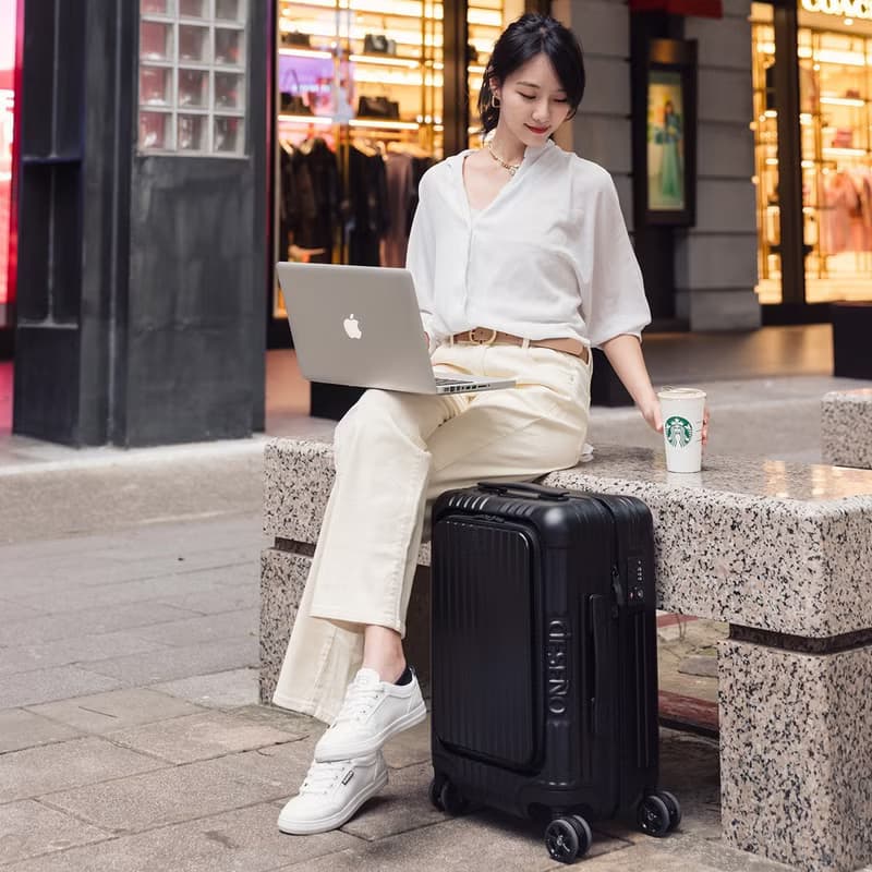 【Deseno笛森諾】尊爵傳奇V 20吋前開式拉鍊行李箱-亞光黑