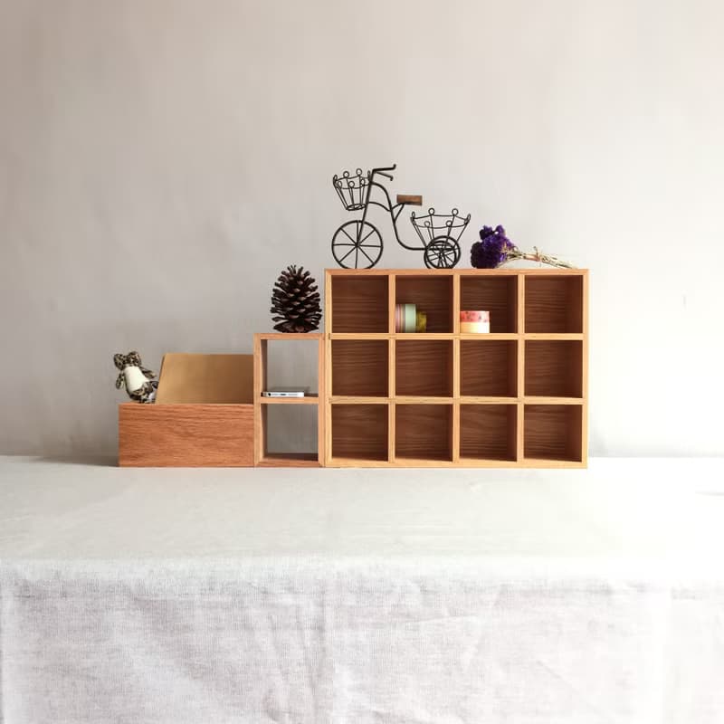Zakka 12格 原木收納架/展示架-美國橡木 新居