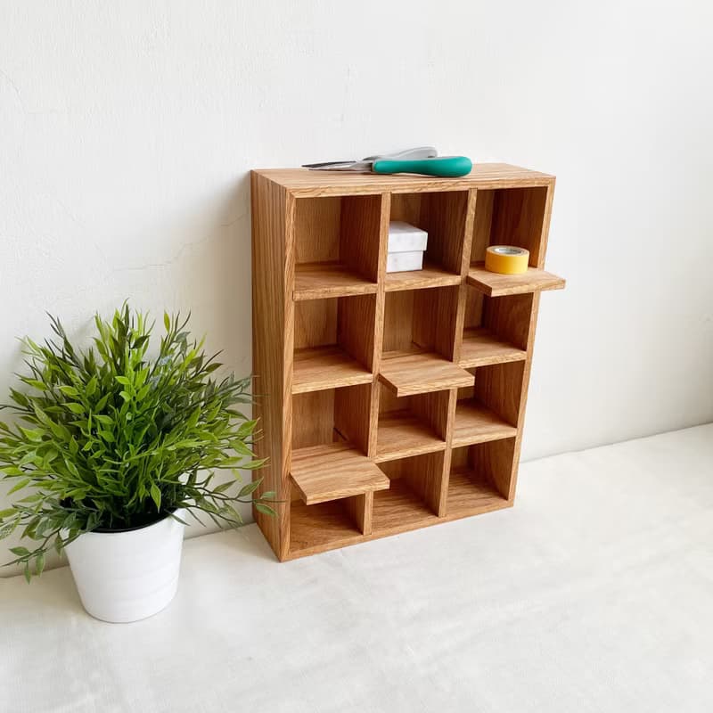 Zakka 12格 原木收納架/展示架-美國橡木 新居