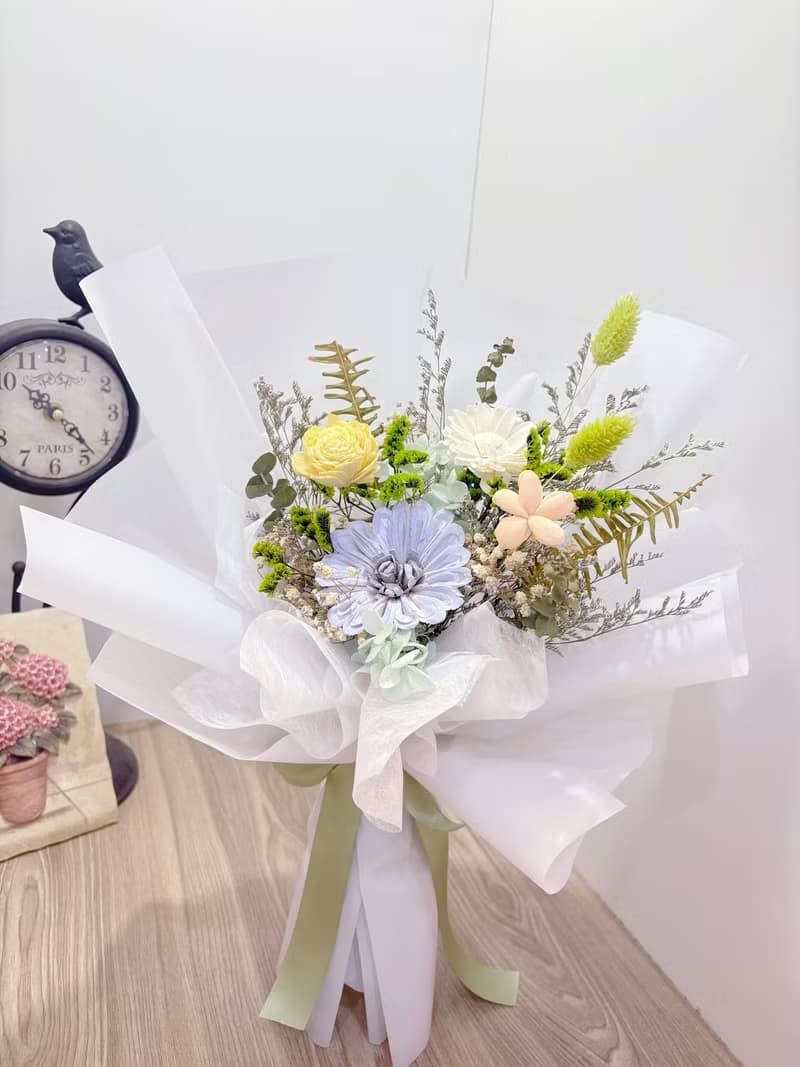 森林系乾燥花束/綠色/索拉花