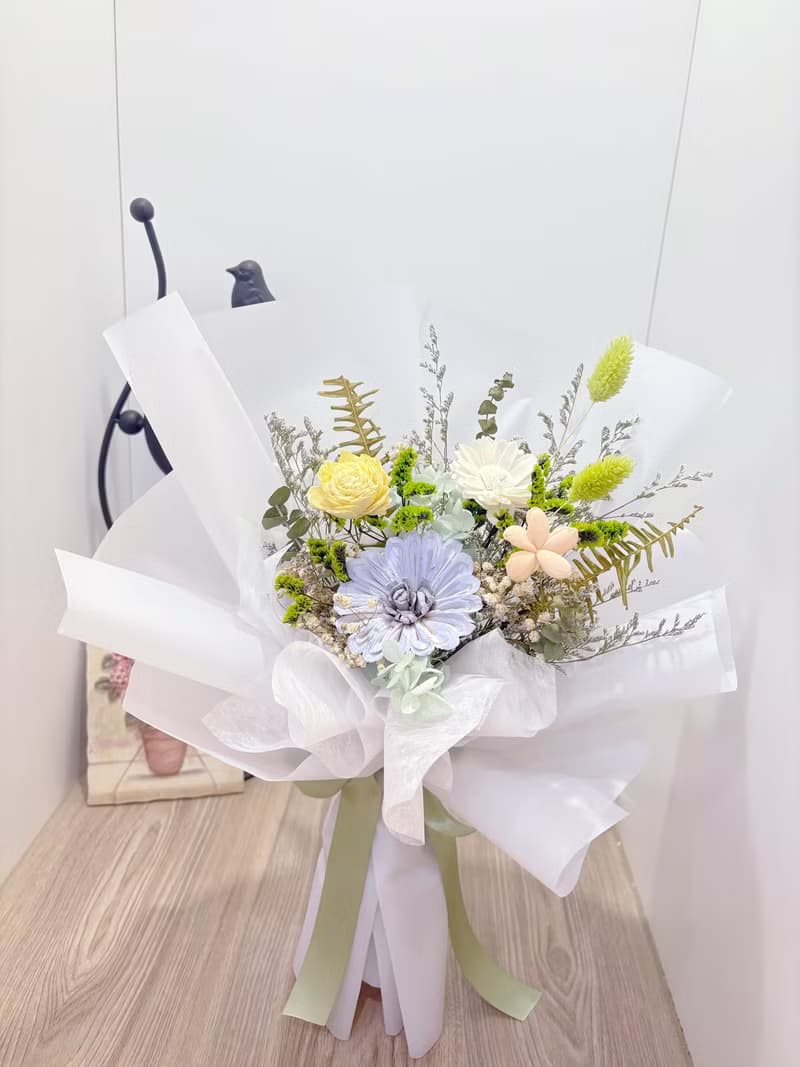 森林系乾燥花束/綠色/索拉花