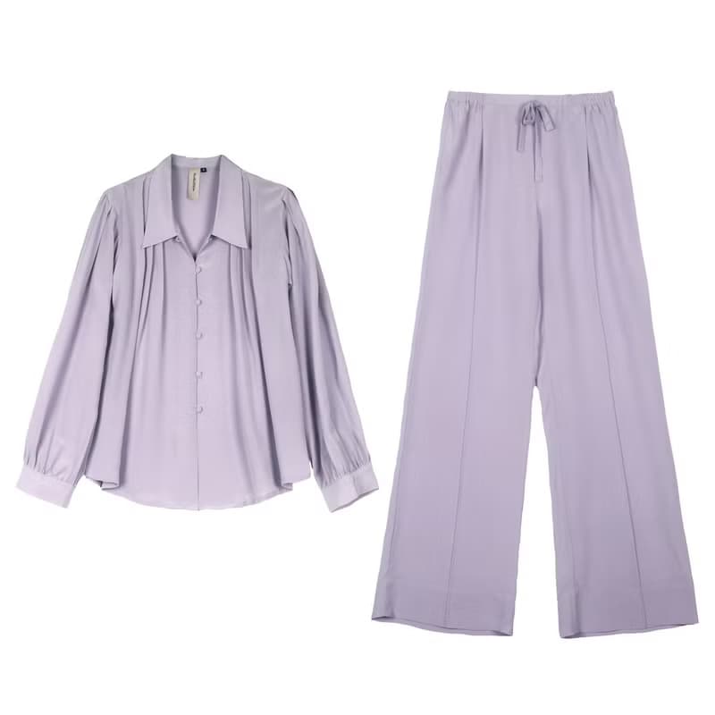 【換季特惠】真絲雙縐家居服四件套翻領真絲睡衣夏季女套裝送禮