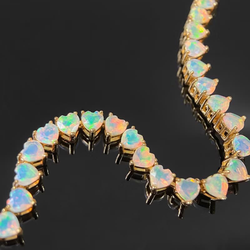 2件85折 | 非洲澳寶蛋白石純銀手鏈 (極光幻彩 29顆滿彩 歐泊)