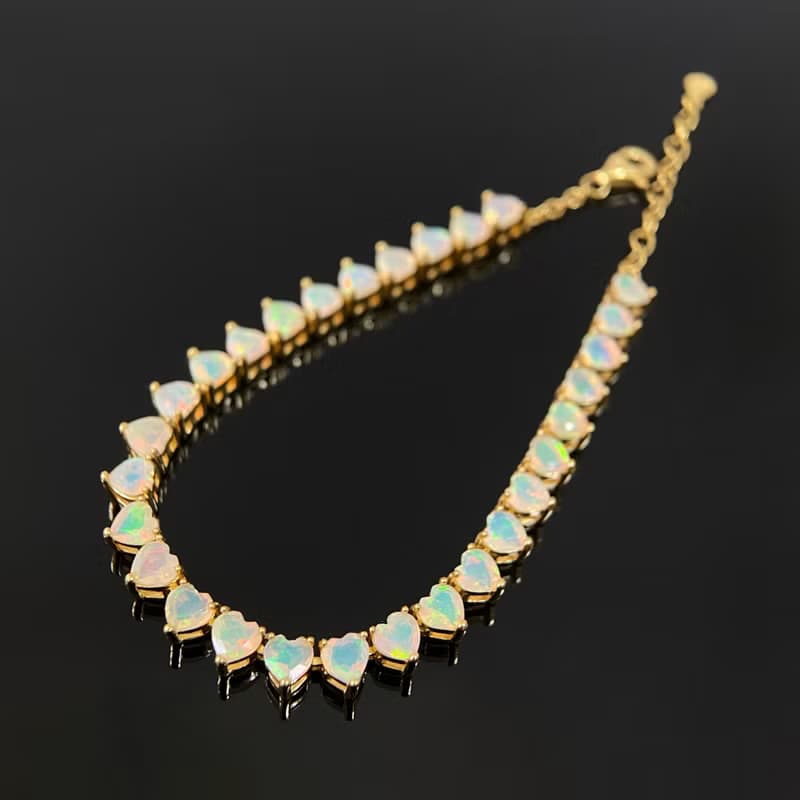 2件85折 | 非洲澳寶蛋白石純銀手鏈 (極光幻彩 29顆滿彩 歐泊)