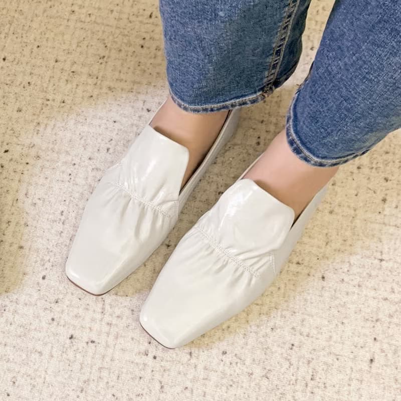Made In Japan日本製・極簡輪廓抓皺便鞋 白 全真皮-白