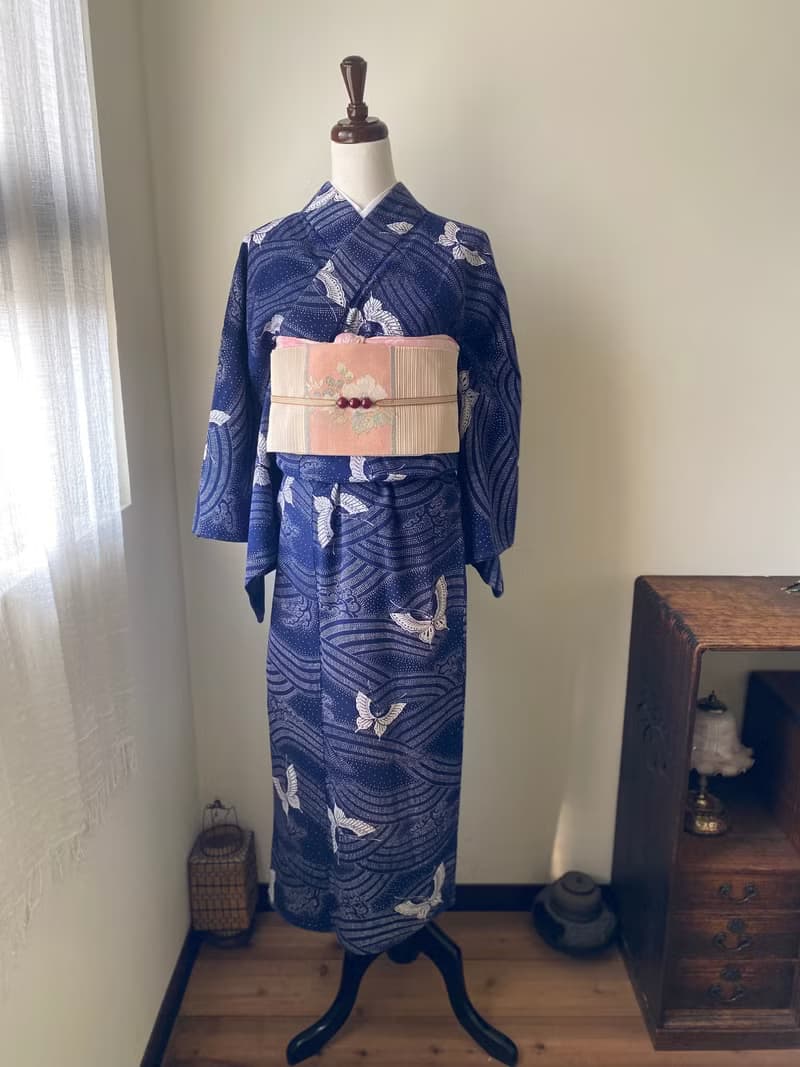 亂蝶舞波古著小紋和服單衣