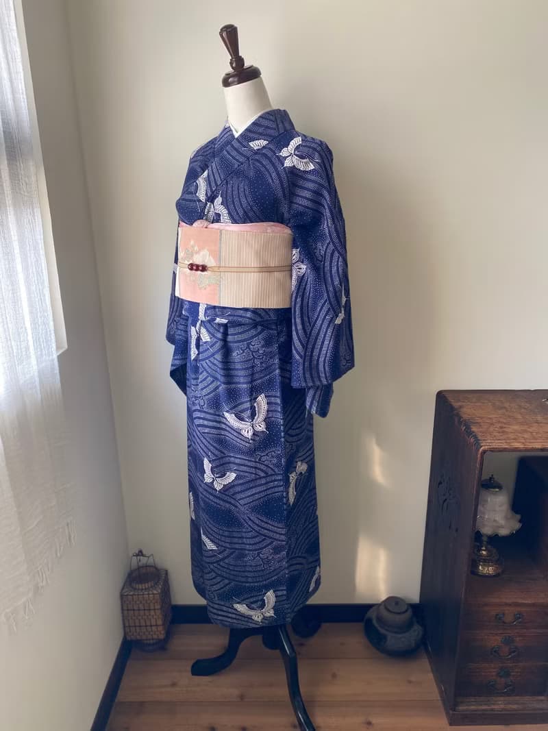 亂蝶舞波古著小紋和服單衣