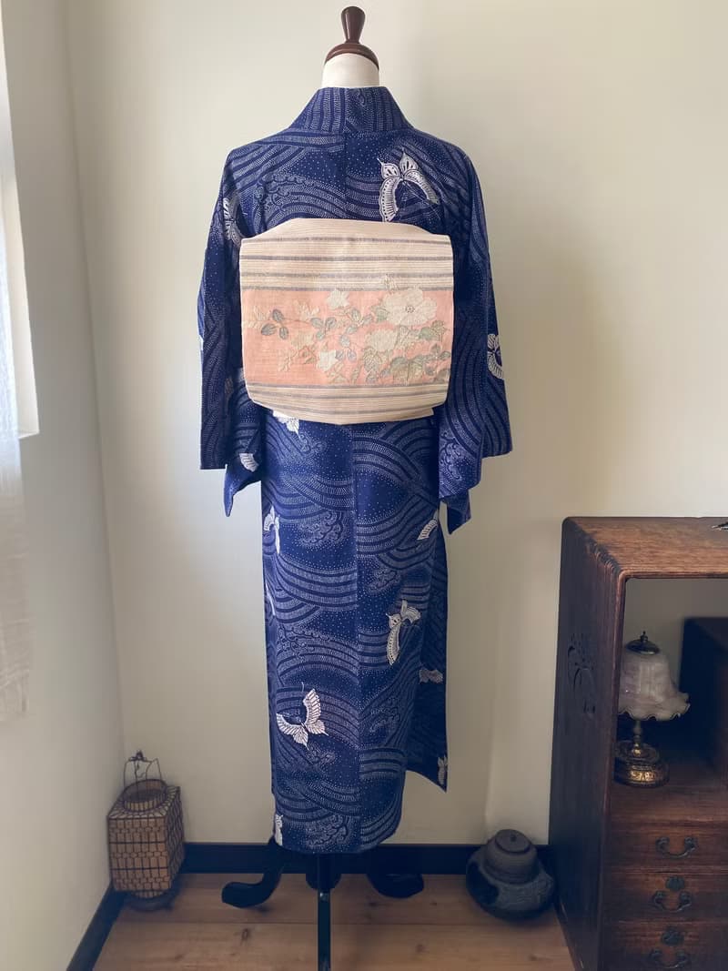 亂蝶舞波古著小紋和服單衣