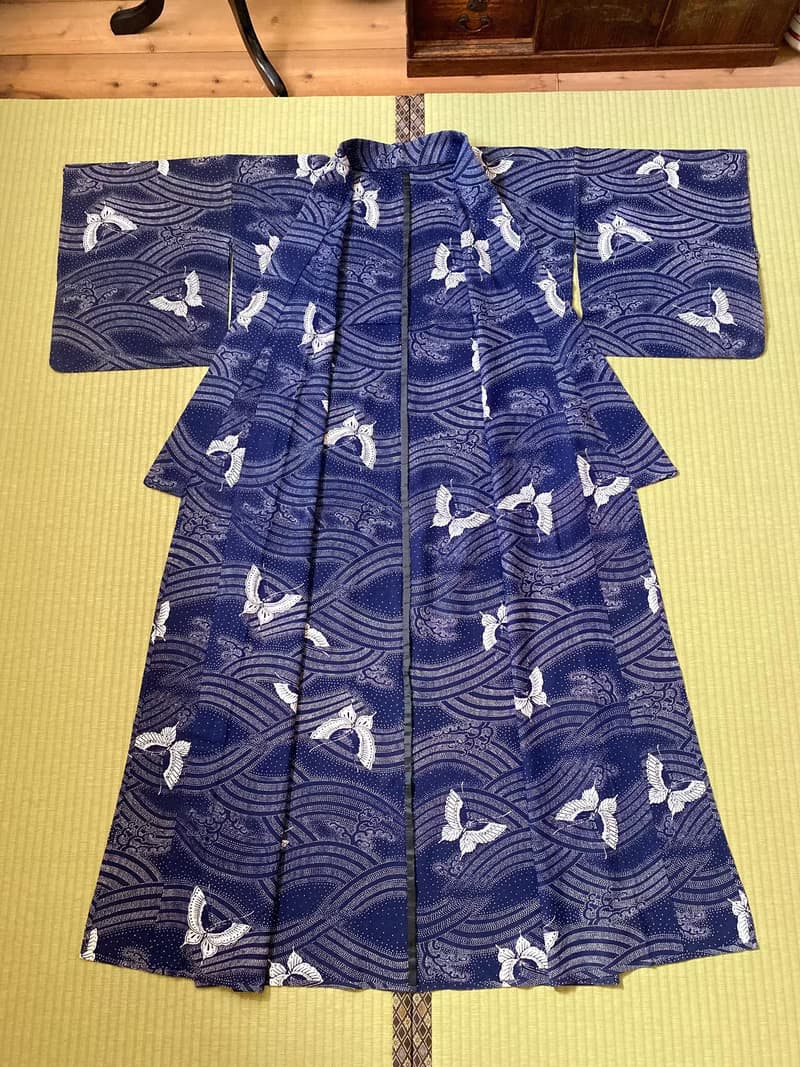 亂蝶舞波古著小紋和服單衣