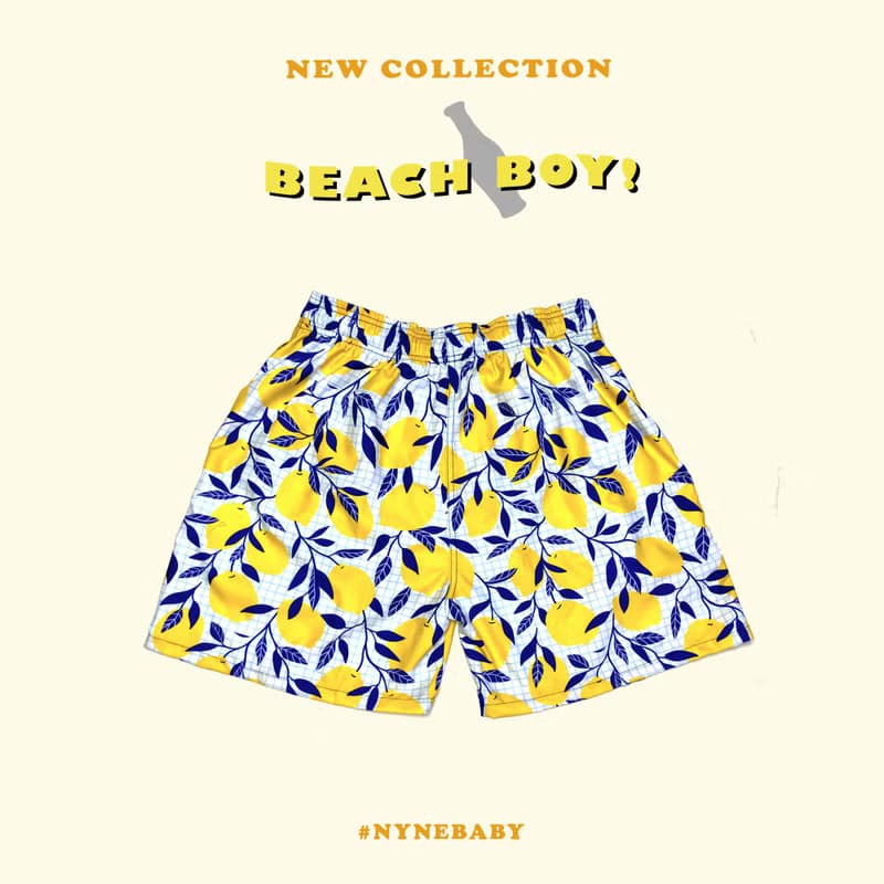 Beach Babe & Beach Boy : Baby & Adult Swim Trunks : Lemon