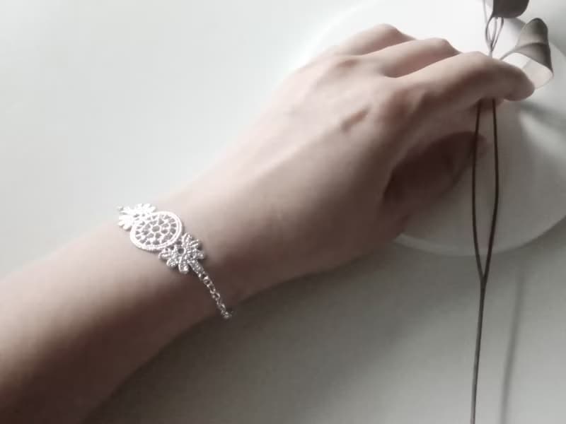 S Lee 蕾絲創作系列 捕夢網花紋/S01 手鍊/手環  (925銀 )