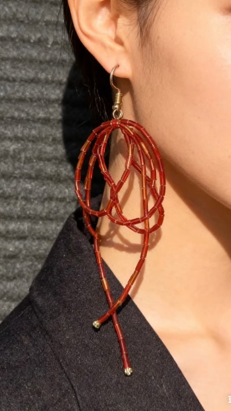 Crystal.EAA 設計款琉璃耳飾 KC金赤練垂絲耳環