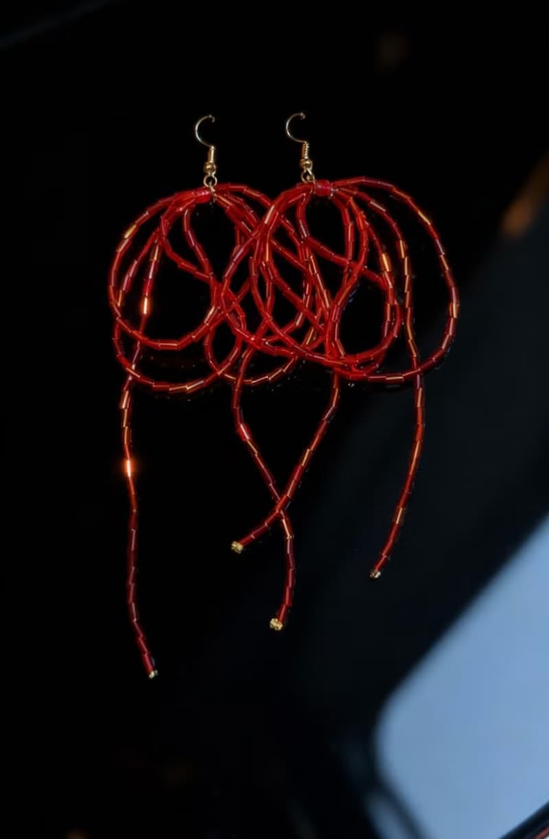 Crystal.EAA 設計款琉璃耳飾 KC金赤練垂絲耳環