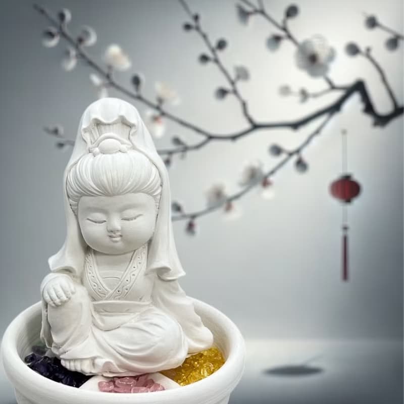 快速出貨 2025Q版公仔 擴香水晶 五行礦石之觀音小佛小盤套組