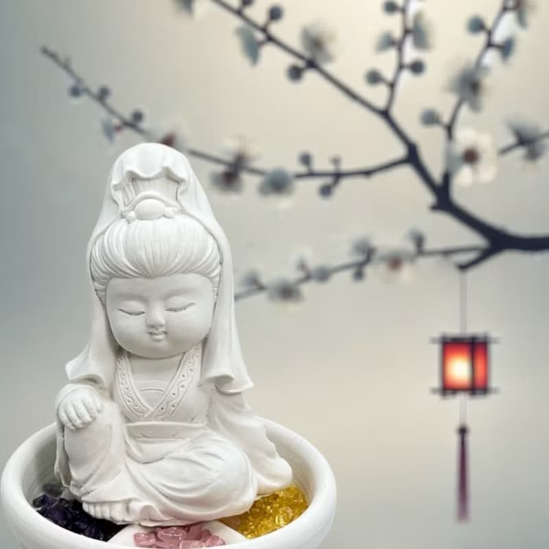 快速出貨 2025Q版公仔 擴香水晶 五行礦石之觀音小佛小盤套組