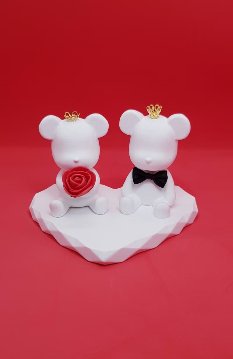 皇冠小熊蛋糕愛心盤擴香石組-情人節-婚禮-婚房布置-生日禮物