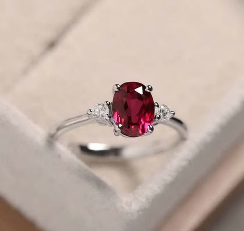 9.0 x 7.0 mm. Beautiful Natural ruby ring silver sterling size 7.0 free resize