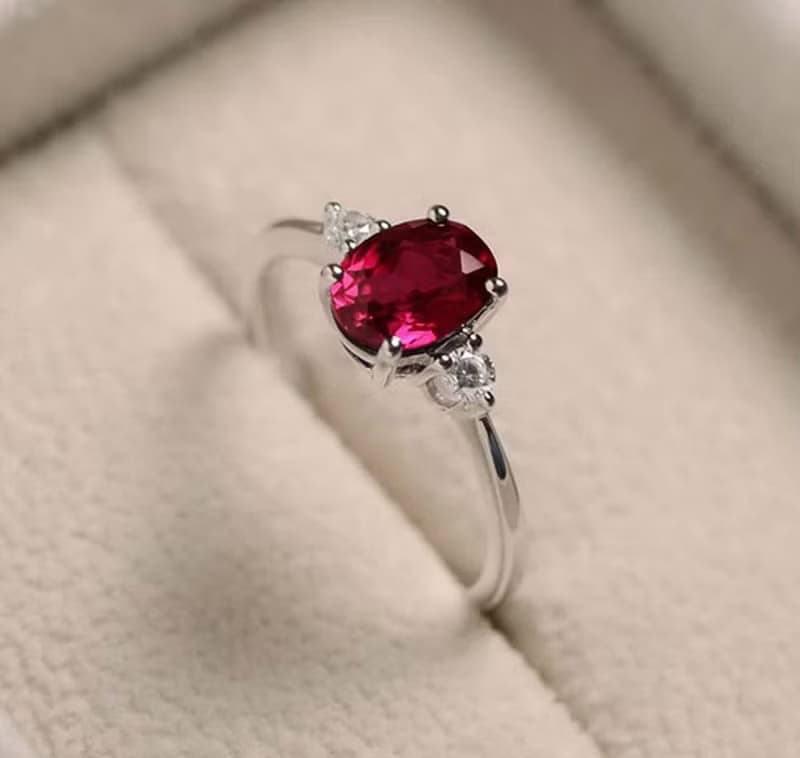 9.0 x 7.0 mm. Beautiful Natural ruby ring silver sterling size 7.0 free resize