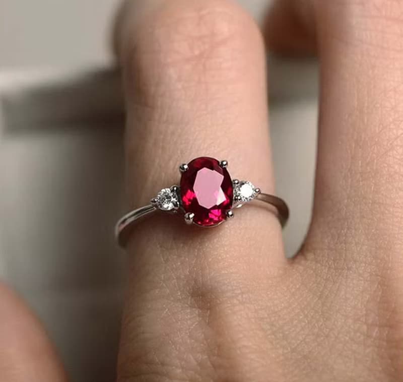 9.0 x 7.0 mm. Beautiful Natural ruby ring silver sterling size 7.0 free resize