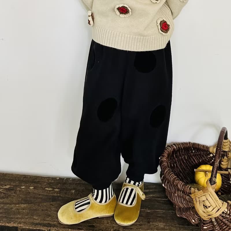 圈圈黑色毛絨長褲 / 褲子 童裝