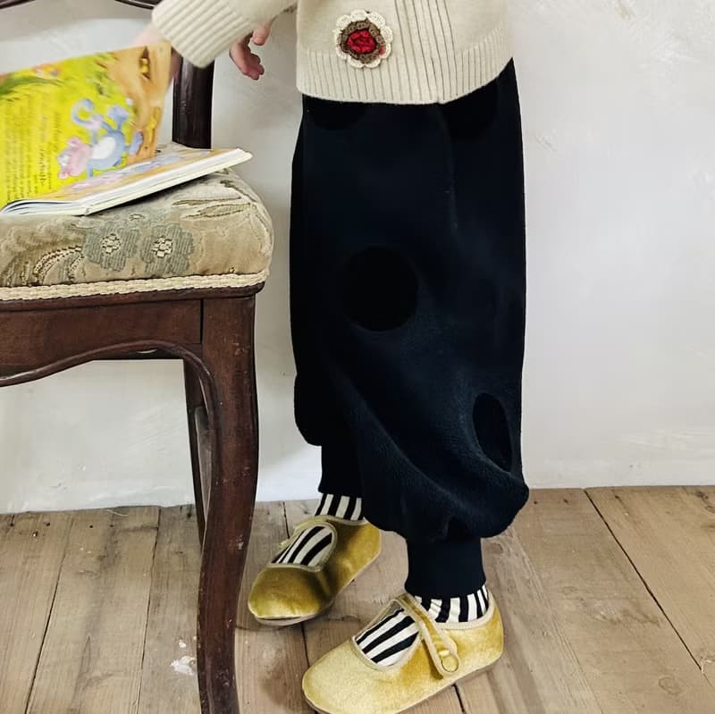 圈圈黑色毛絨長褲 / 褲子 童裝
