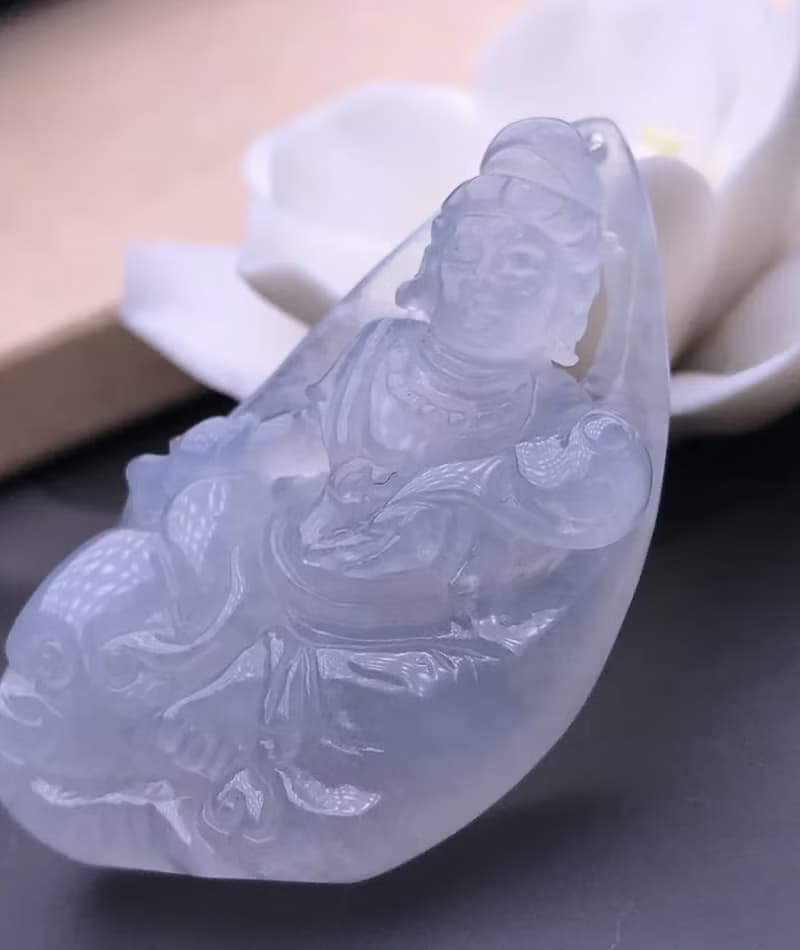 【屬龍蛇本命佛】冰種翡翠精雕普賢菩薩項鍊|天然緬甸A貨|送禮
