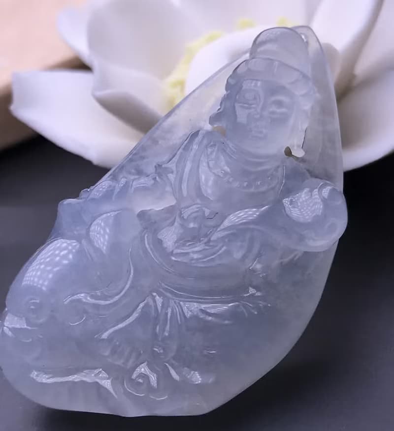 【屬龍蛇本命佛】冰種翡翠精雕普賢菩薩項鍊|天然緬甸A貨|送禮