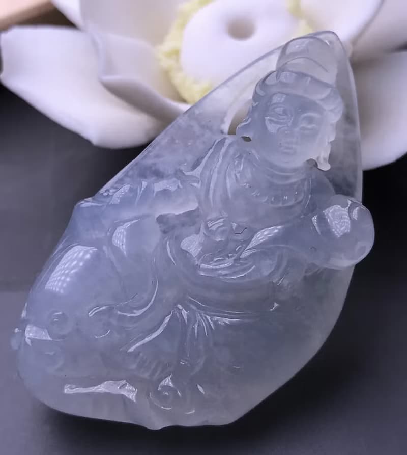 【屬龍蛇本命佛】冰種翡翠精雕普賢菩薩項鍊|天然緬甸A貨|送禮