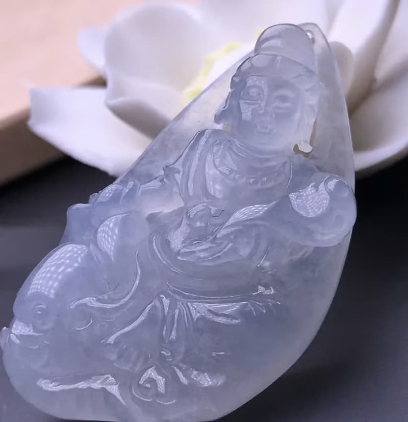 【屬龍蛇本命佛】冰種翡翠精雕普賢菩薩項鍊|天然緬甸A貨|送禮