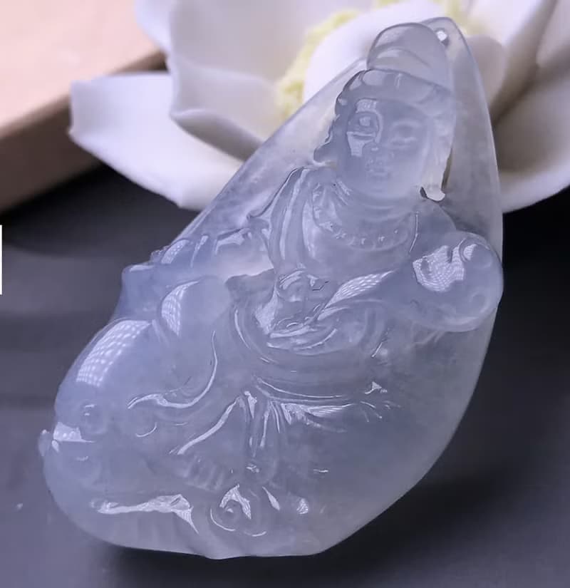 【屬龍蛇本命佛】冰種翡翠精雕普賢菩薩項鍊|天然緬甸A貨|送禮