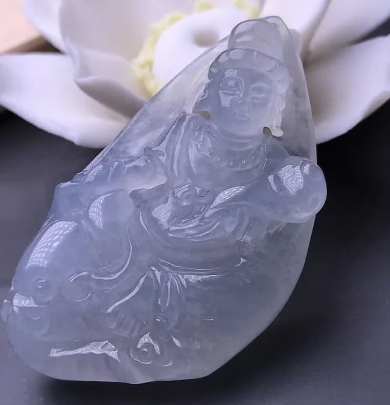 【屬龍蛇本命佛】冰種翡翠精雕普賢菩薩項鍊|天然緬甸A貨|送禮
