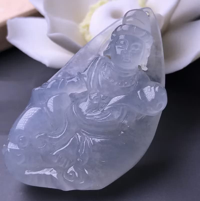 【屬龍蛇本命佛】冰種翡翠精雕普賢菩薩項鍊|天然緬甸A貨|送禮
