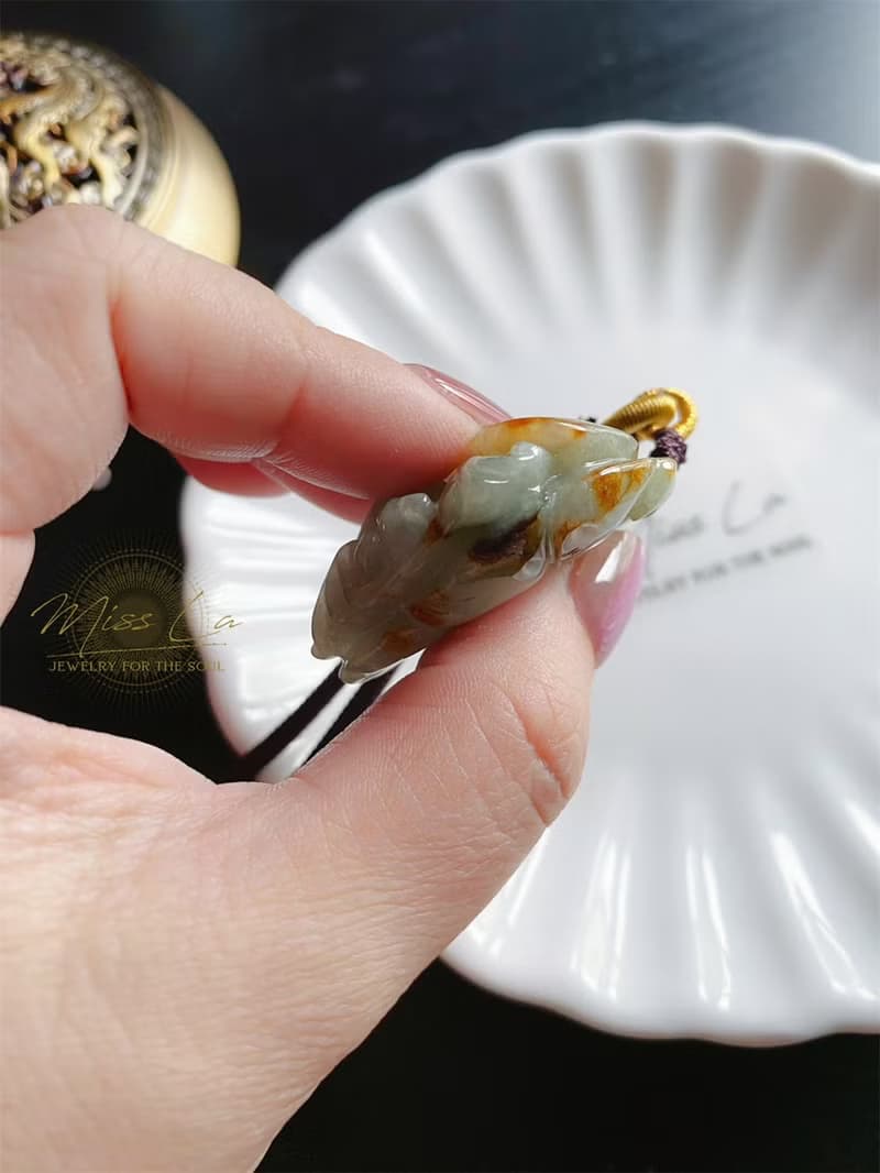 天然緬甸玉翡翠 黃翡 蝙蝠如意 包掛 長壽 禮物 福到 長輩