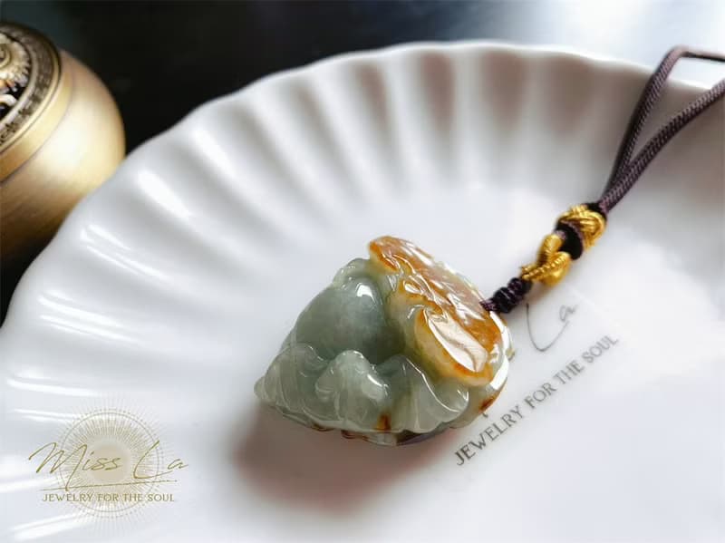 天然緬甸玉翡翠 黃翡 蝙蝠如意 包掛 長壽 禮物 福到 長輩
